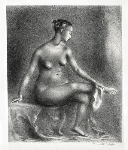 Clara Klinghoffer lithograph, Seated Nude, 1940