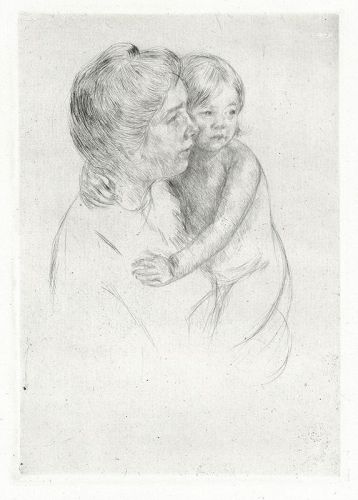 Mary Cassatt etching, Denise and Child, 1905