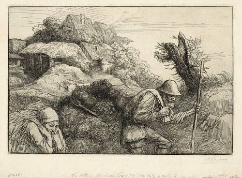 Alphonse Legros etching, Le Retour du Bois