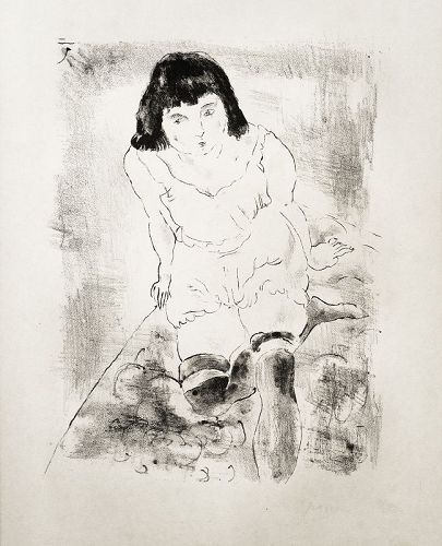 Jules Pascin lithograph, Le Lever,pencil signed