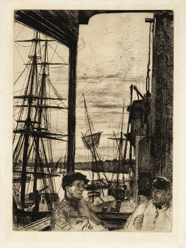 James Whistler etching, Rotherhithe,1860