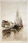 Charles Woodbury etching, Derby Wharf, Salem, 18890