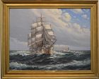 Square Rigger, painting by Valenkamph, American, Large