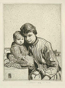 William Lee Hankey, Mother and Child, etching