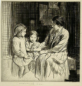 William Lee Hankey etching, "The Birthday"