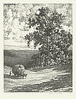 Albert W. Barker, Lithograph, "Grassland"