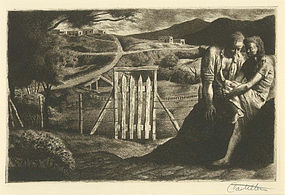 Frederico Castellon, Lithograph, "Taos Tryst"