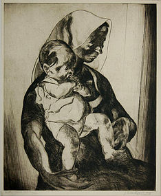 John Edward Costigan, Etching, "Mother and Child"