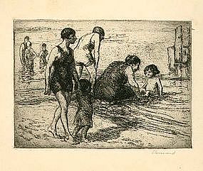Charles P. Renouard, Etching, "Bathers"