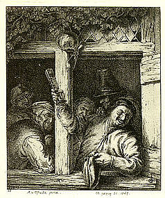 Charles Jacques, Engraving, "Paysans se Desalterat"