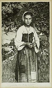 William Lee Hankey, Etching, "Marie of the Fields"
