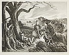 John S. deMartelly, lithograph, "Blue Valley Fox Hunt"