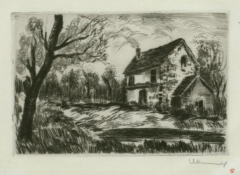 Maurice de Vlaminck, etching, &quot;Bretoncelles&quot;