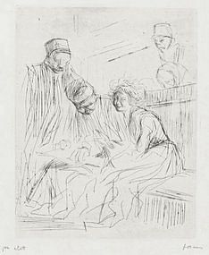 Jean Louis Forain, etching, "La Lecture Du Dossierr"