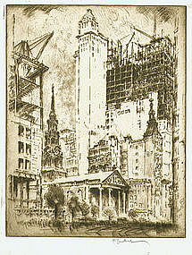 Joseph Pennell, etching, "St. Paul's, New York"