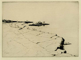 Martin Hardie, etching, "Bathers"