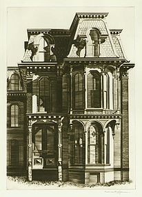 Lawrence Kupferman, etching, "Victorian House"