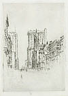 Joseph Pennell, etching, "Upper Fifth Ave, NYC"
