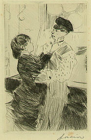 Jean Louis Forain, etching, "Le Noeud de Cravate"