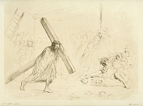 Jean Louis Forain, etching, "Le Christ Portant sa Croix