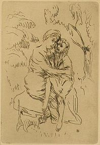 Pierre Bonnard, etching, "La Vie de Sainte Monique"
