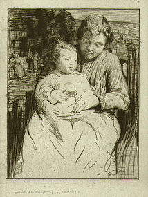 William Lee Hankey, etching, "In the Garden"