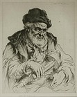 Arthur Heintzelman, etching, "Edouard, Musician"