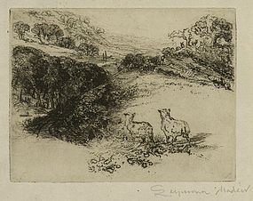 Sir Francis Seymour Haden, etching, "The Two Sheep"