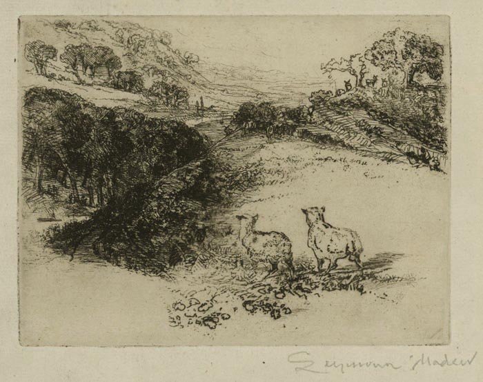 Sir Francis Seymour Haden, etching, &quot;The Two Sheep&quot;