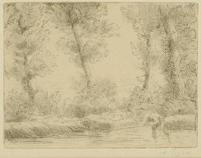 Alphonse Legros, etching, "Les Bords De La Liane"