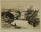 Stephen Parrish, etching, "Mills at Mispek, N.B."