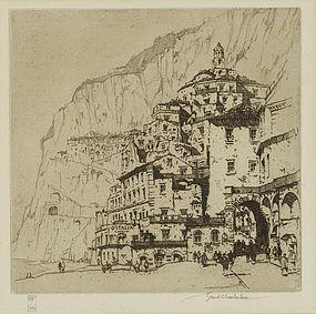 Samuel Chamberlain, etching, "Amalfi"