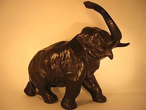 Japanese Meiji Bronze Elephant, Signed