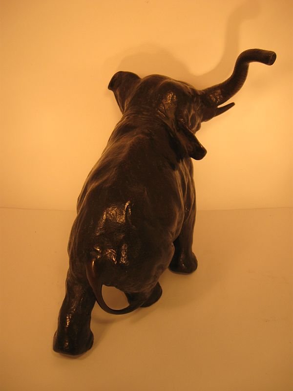 Japanese Meiji Bronze Elephant, Signed