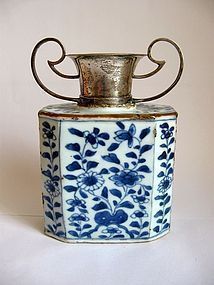 Chinese Kangxi Hexagonal Vase/Caddy with Dutch Silver