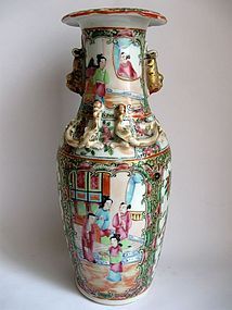 Chinese Canton Vase with Applied Dragons