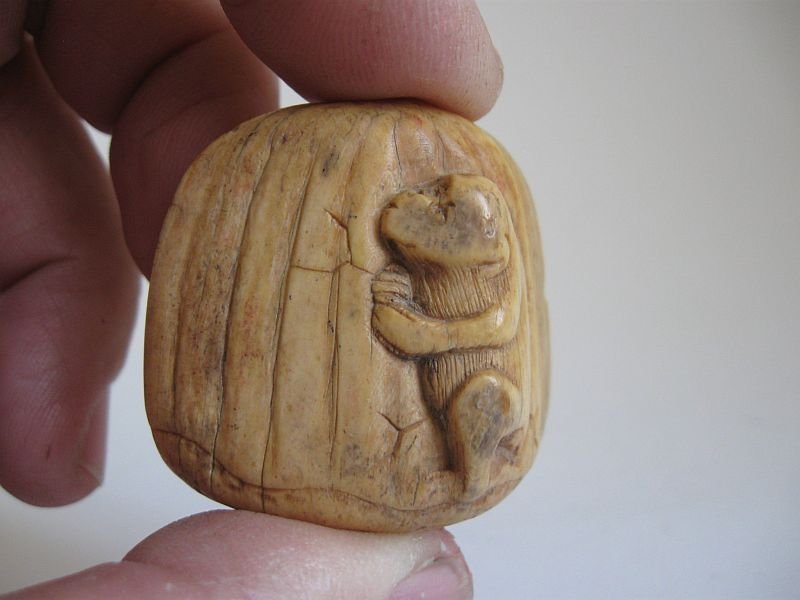 Japanese Netsuke of a Monkey on a Chestnut