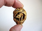 Japanese Antler Netsuke of Fox Emerging from A Demon