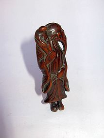 Japanese Wooden Netsuke of a Sennin and Toad, 18th Century