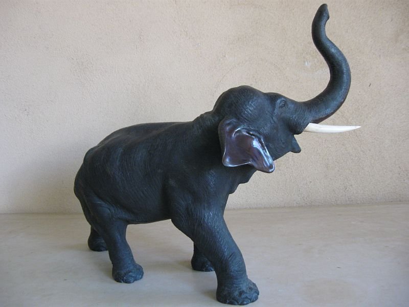 Large Japanese Meiji Bronze Elephant, Signed