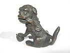 Early Chinese Bronze Foo Dog Scroll Weight