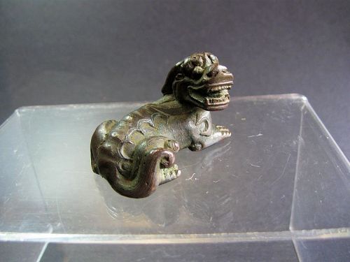 Chinese Ming Period Bronze Scroll Weight of a Mythical Beast