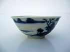 Chinese Small Porcelain Blue and White Tea Bowl