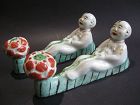 Chinese Biscuit Porcelain Scroll or Silk Weights