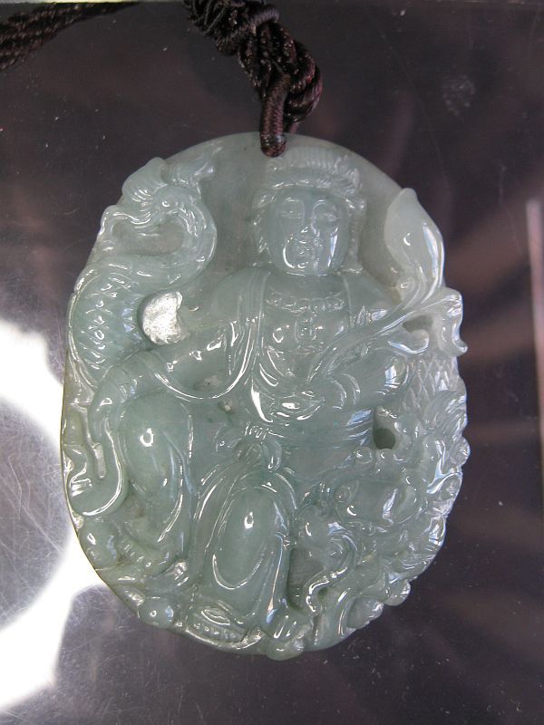 Chinese Green Jade Guan Yin Pendant