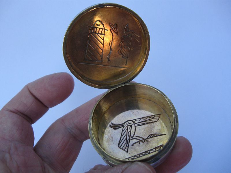 Japanese Komai Box with Egyptian Symbols, Marked