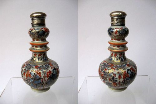 Chinese Kangxi Period Silver Topped Imari Bottle, Marked