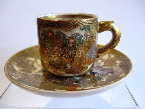 Japanese Satsuma Cup and Saucer, Signatures