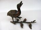 Chinese Bronze Censer in the Form of a Duck on a Branch