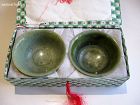 Chinese Pair of Jade Bowls in Original Box